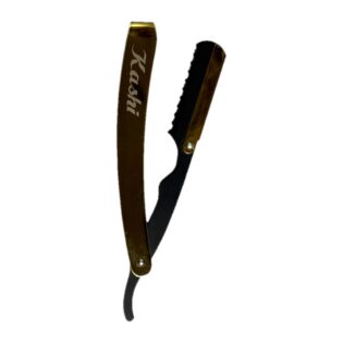 Navaja Kashi PHR-101BG con mango dorado y portahojas negro