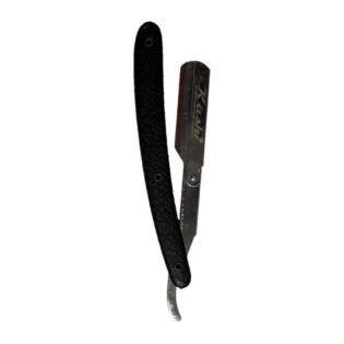 Navaja de barbero Kashi RB-125 con mango negro texturizado