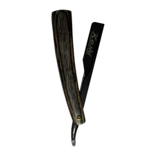 Navaja de barbero Kashi RBW-107 con mango veteado gris
