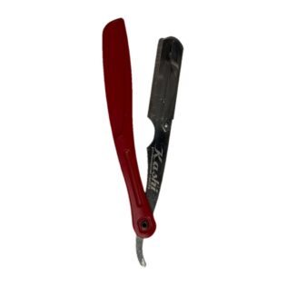 Navaja de barbero Kashi RR-126 con mango rojo