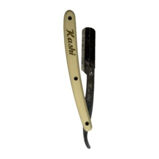 Navaja de barbero Kashi RW-125 con mango color crema