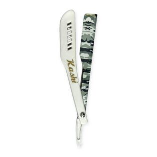 Navaja Kashi RW-130C con mango blanco y portahojas camuflaje